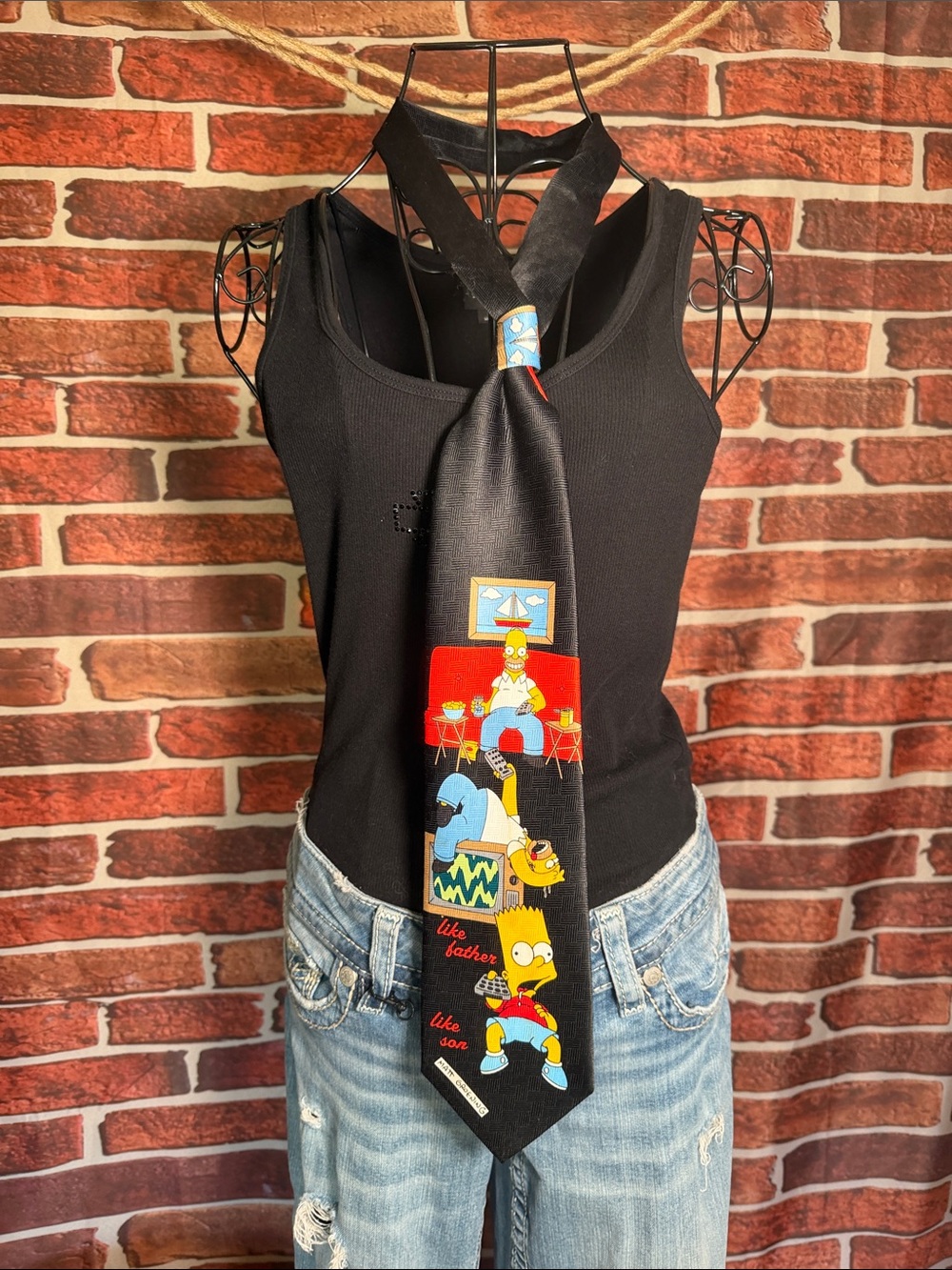 👔 The Simpsons Novelty Tie - Homer & Bart Black Cartoon Necktie